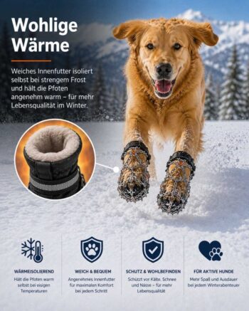 Weiches Innenfutter isoliert selbst bei strengem Frost und hält die Pfoten angenehm warm – für mehr Lebensqualität im Winter.